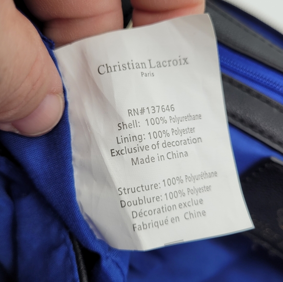 CHRISTIAN LACROIX | faux/ vegan leather camera saddle shoulder bag purse - Picture 8 of 11